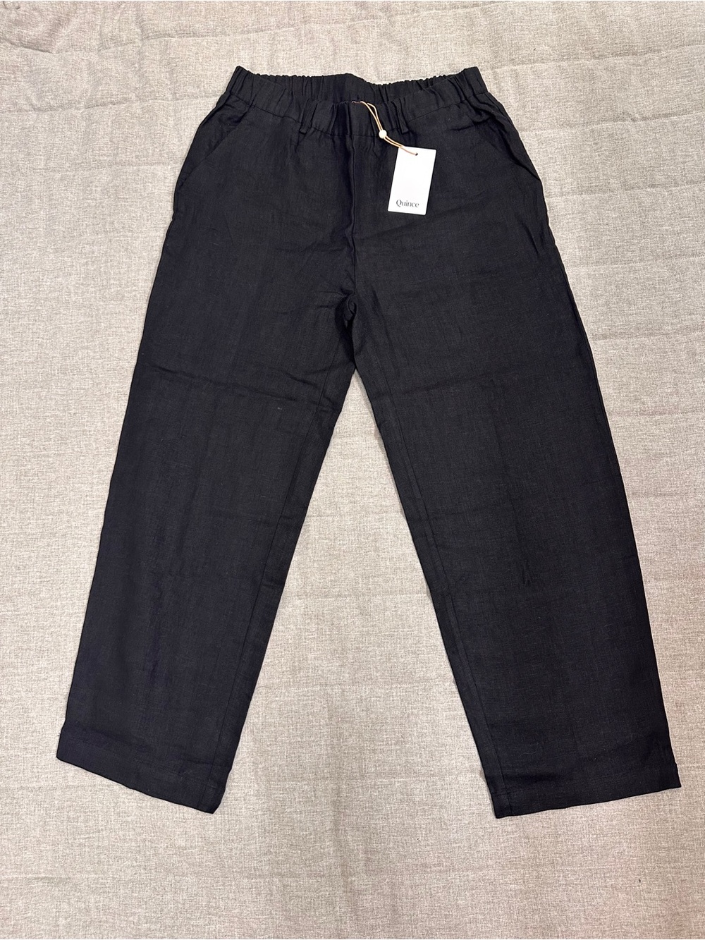 Quince Women's 100% European Linen Ankle Pants 25" Crop Black  Size S NWT